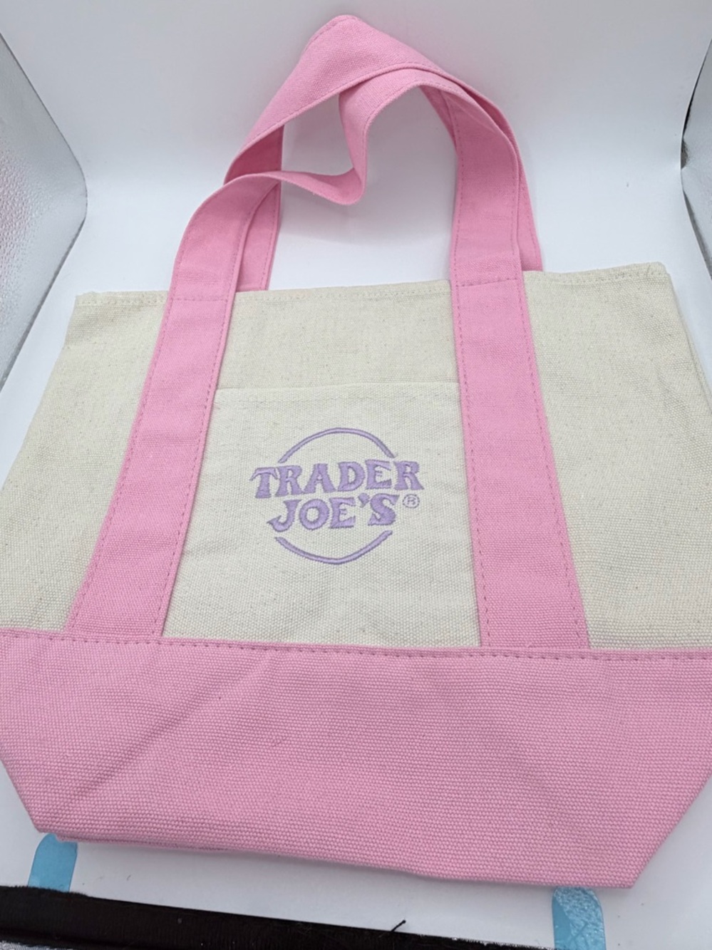 RARE Brand New Trader Joe’s Pink Mini Canvas Tote Bag - Limited Edition